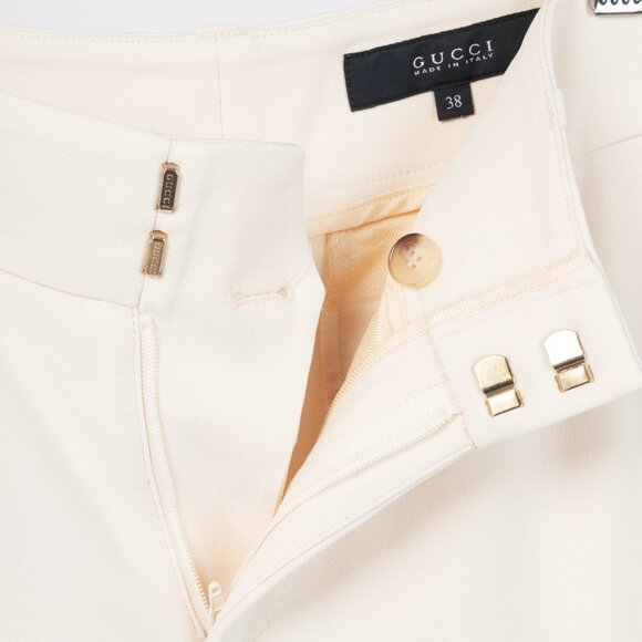 Gucci Cream Crepe Straight-Leg Holiday Trousers - Picture 8 of 12